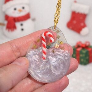 Festive Candy Cane Pendant Necklace